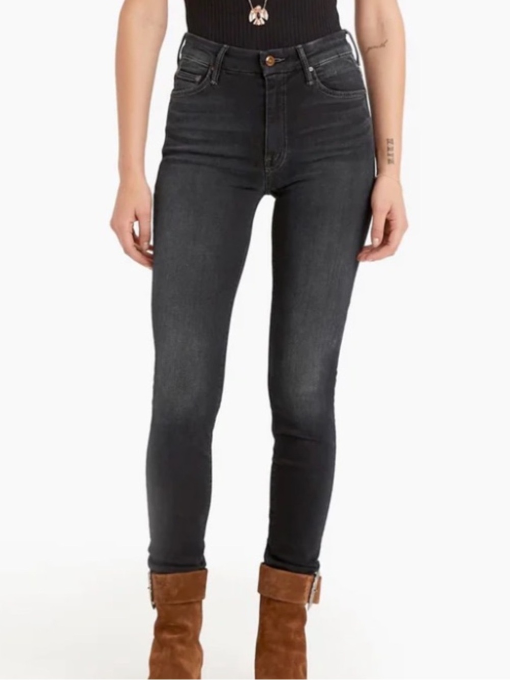 MOTHER High Waisted The Looker Coffee Tea or Me Dark Wash Denim Jeans Size 25
